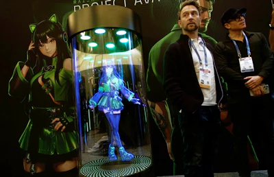 A Razer AI Desk Companion sits on display at the Razer booth during the CES tech show Tuesday, Jan. 6, 2026, in Las Vegas.