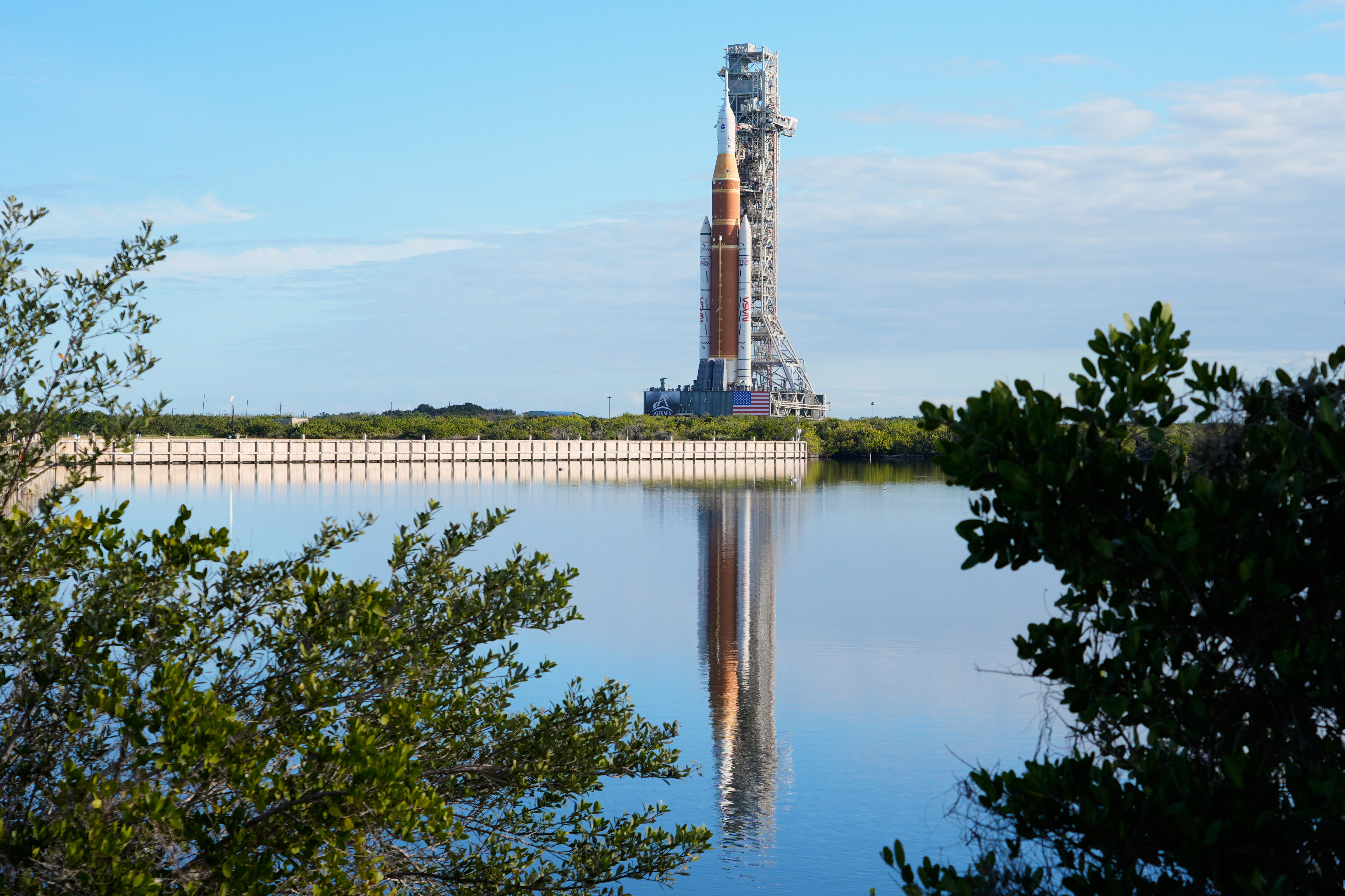 NASA's new moon rocket, Artemis II, makes its way from the Vehicle Assembly Building to pad 39B at the Kennedy Space Center, Saturday, Jan. 17, 2026, in Cape Canaveral, Fla.