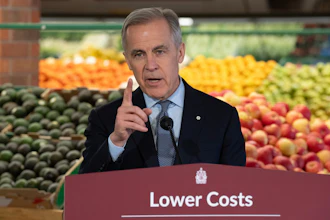 Canadian Prime Minister Mark Carney during an event at a grocery store in Ottawa, Jan. 26, 2026.
