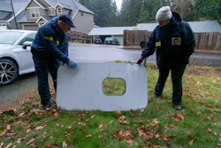 This photo released by the National Transportation Safety Board shows the door plug that fell from Alaska Airlines Flight 1282 on Jan. 8, 2024, in Portland, Ore.