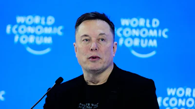 Elon Musk attends the Annual Meeting of the World Economic Forum in Davos, Switzerland, Thursday, Jan. 22, 2026.