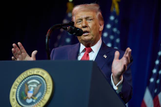 President Donald Trump speaks to House Republican lawmakers during their annual policy retreat, Tuesday, Jan. 6, 2026, in Washington.