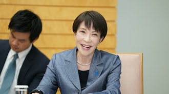 Japan's Prime Minister Sanae Takaichi speaks during a meeting with Taiwan Semiconductor Manufacturing Company's Chairman C.C. Wei at the prime minister's office in Tokyo, Thursday, Feb. 5, 2026.