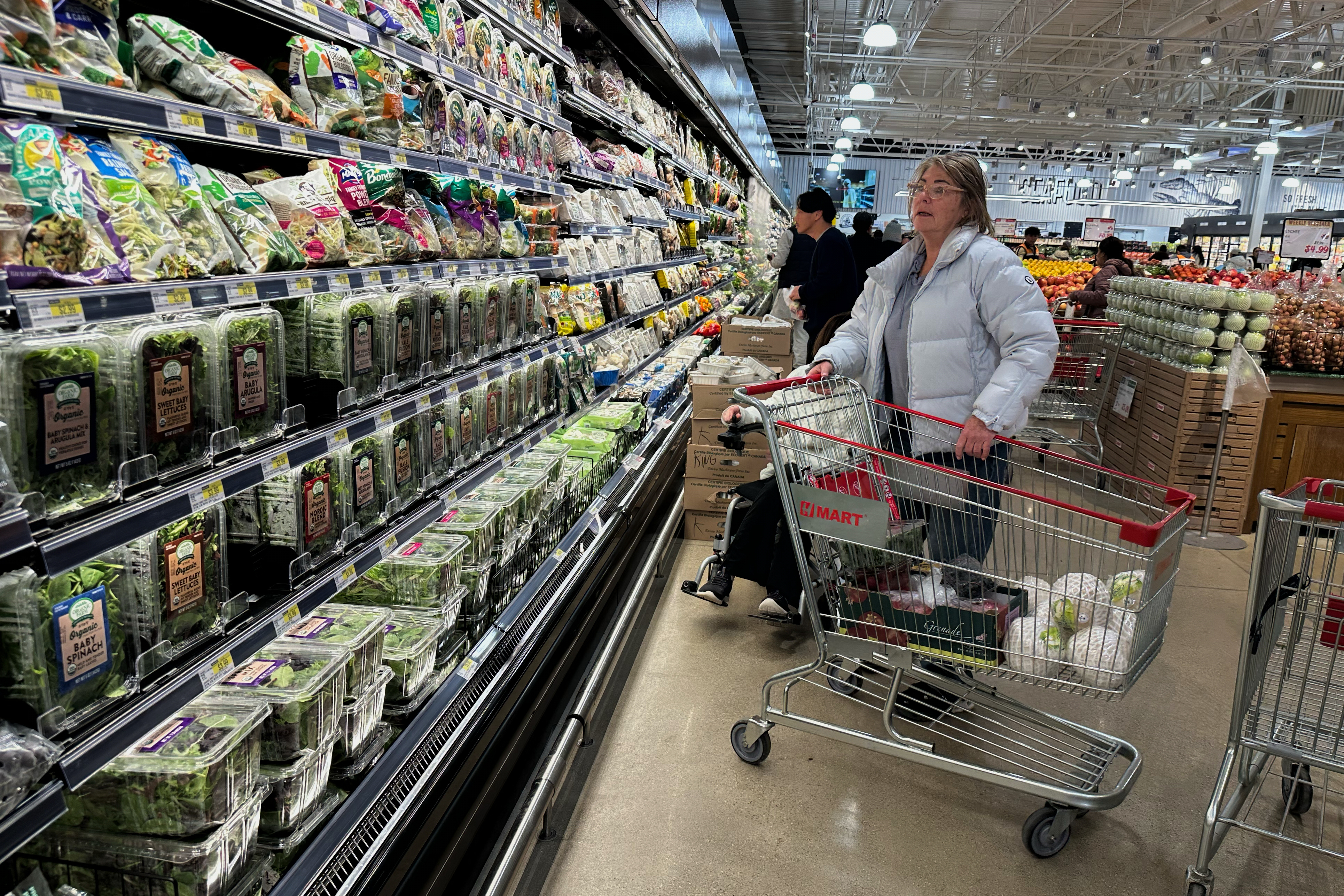 Shoppers at a grocery store in Schaumburg, Ill., Feb. 9, 2026.