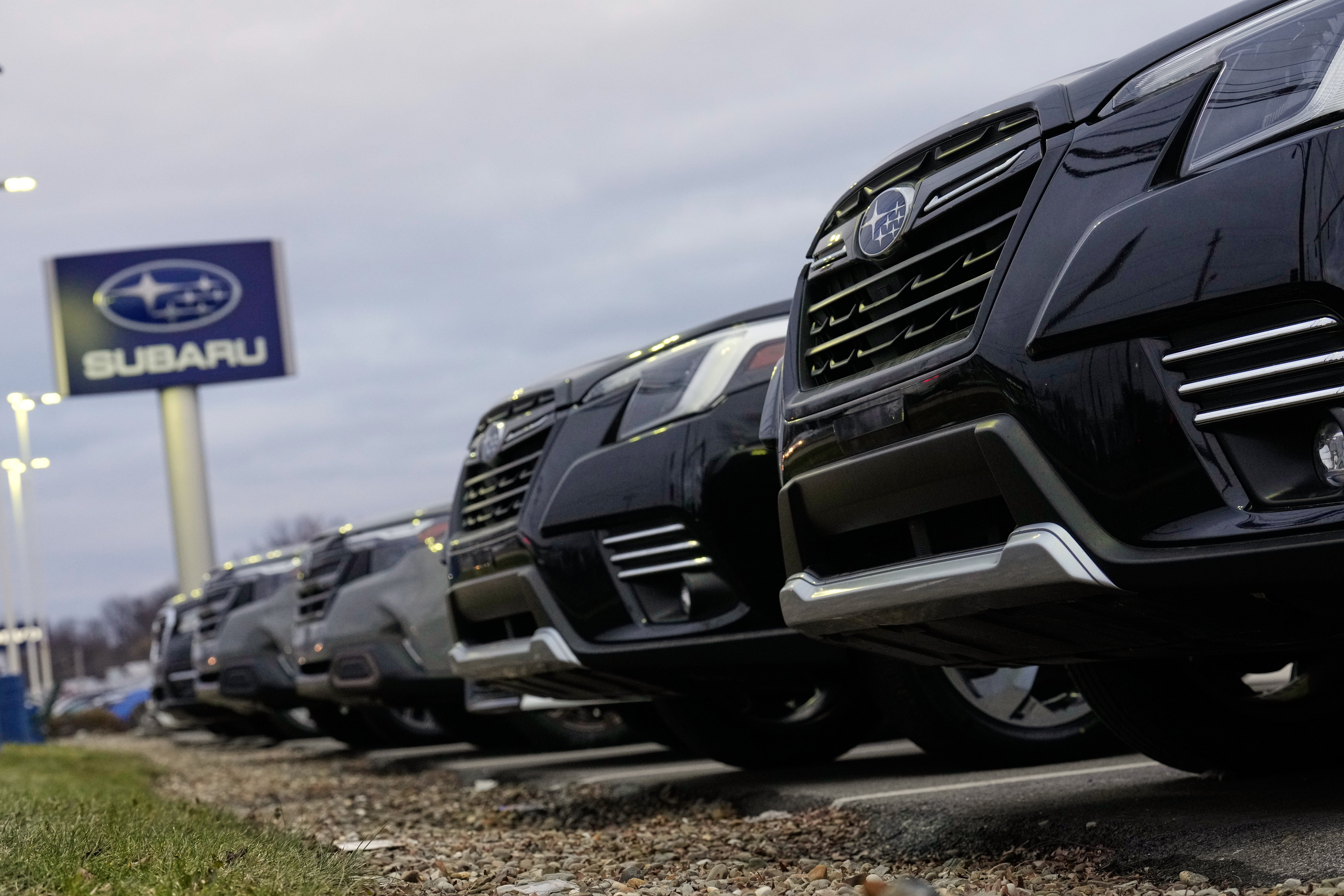 Subarus at a dealership on the Bedford Auto Mile, Bedford, Ohio, Feb. 20, 2026.