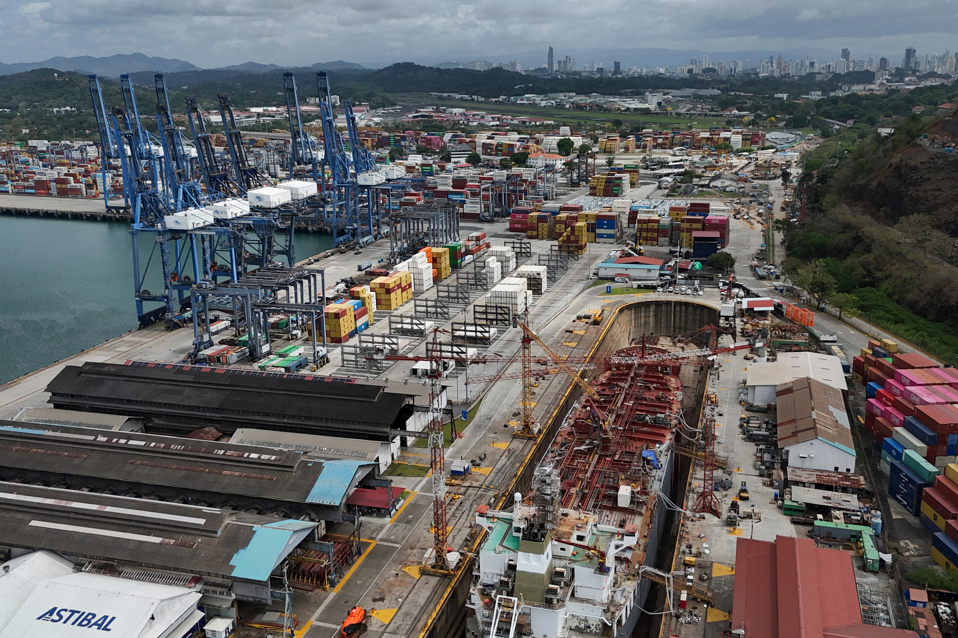 The Balboa terminal, run by CK Hutchison's Panama Ports Co., after Panama's government ordered the occupation of the port, Panama City, Feb. 23, 2026.