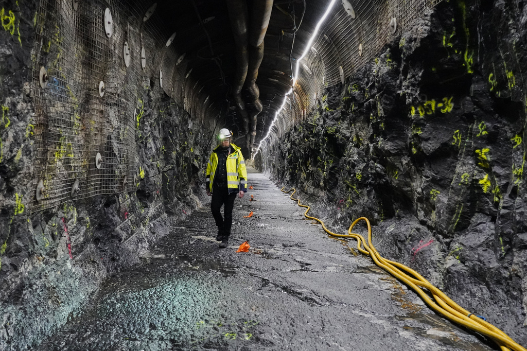 Geologist Tuomas Pere walks down a disposal tunnel inside the Posiva Onkalo nuclear waste repository on the island of Olkiluoto, Finland, Tuesday, Feb. 24, 2026.