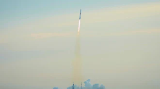 The Blue Origin New Glenn rocket lifts off from LC36 at the Cape Canaveral Space Force station, Sunday, April 19, 2026, in Cape Canaveral, Fla.
