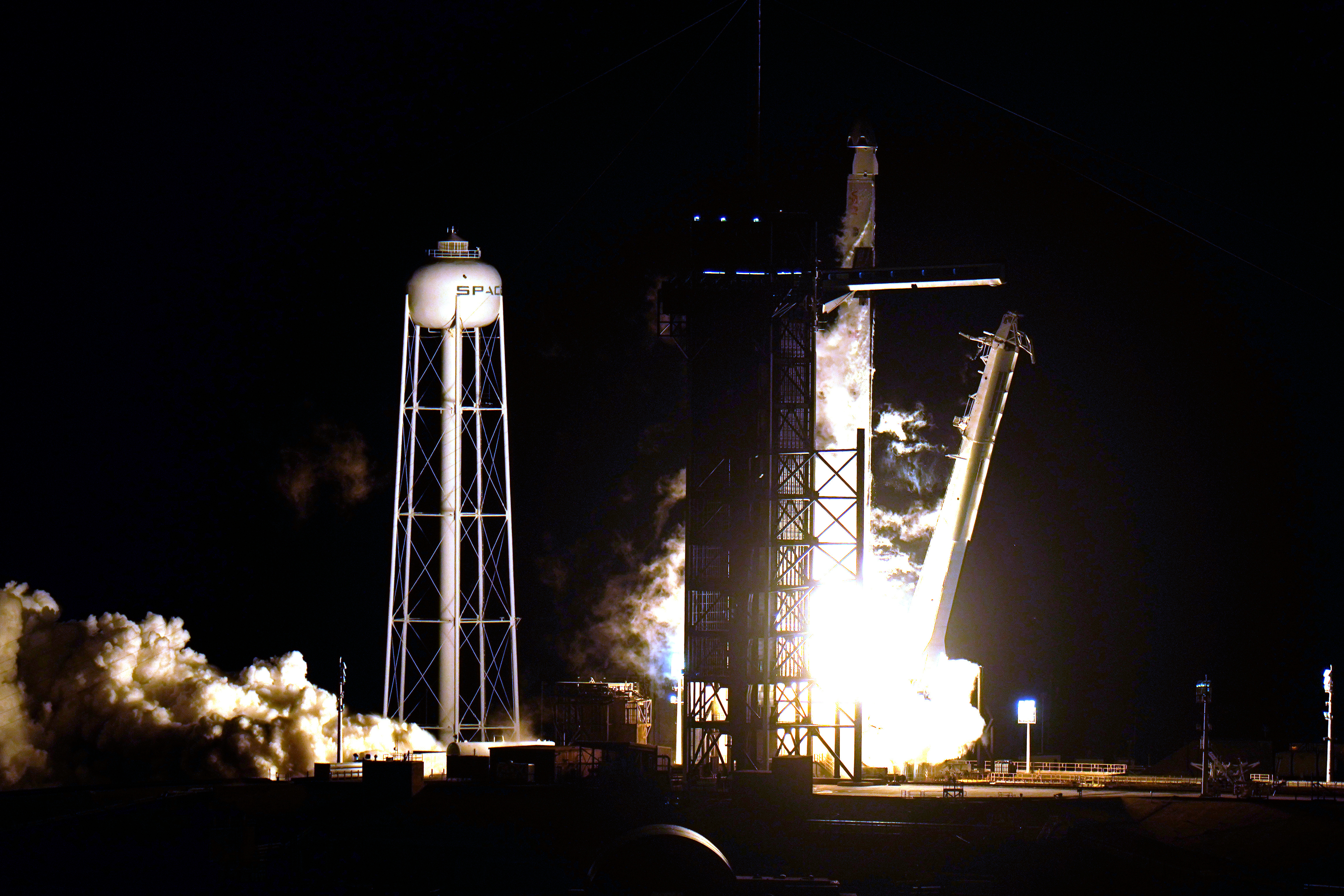 A SpaceX Falcon9 rocket, with the Crew Dragon capsule attached, lifts off from Kennedy Space Center's Launch Complex 39-A on Nov. 15, 2020, in Cape Canaveral, Fla.