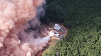An advanced large solid rocket motor hot fire test conducted at L3Harris’ Camden, Arkansas, site.