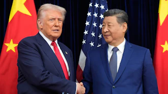 President Donald Trump, left, and Chinese President Xi Jinping shake hands before their meeting at Gimhae International Airport in Busan, South Korea, Oct. 30, 2025.