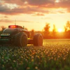 A mobile robot in an agricultural environment.