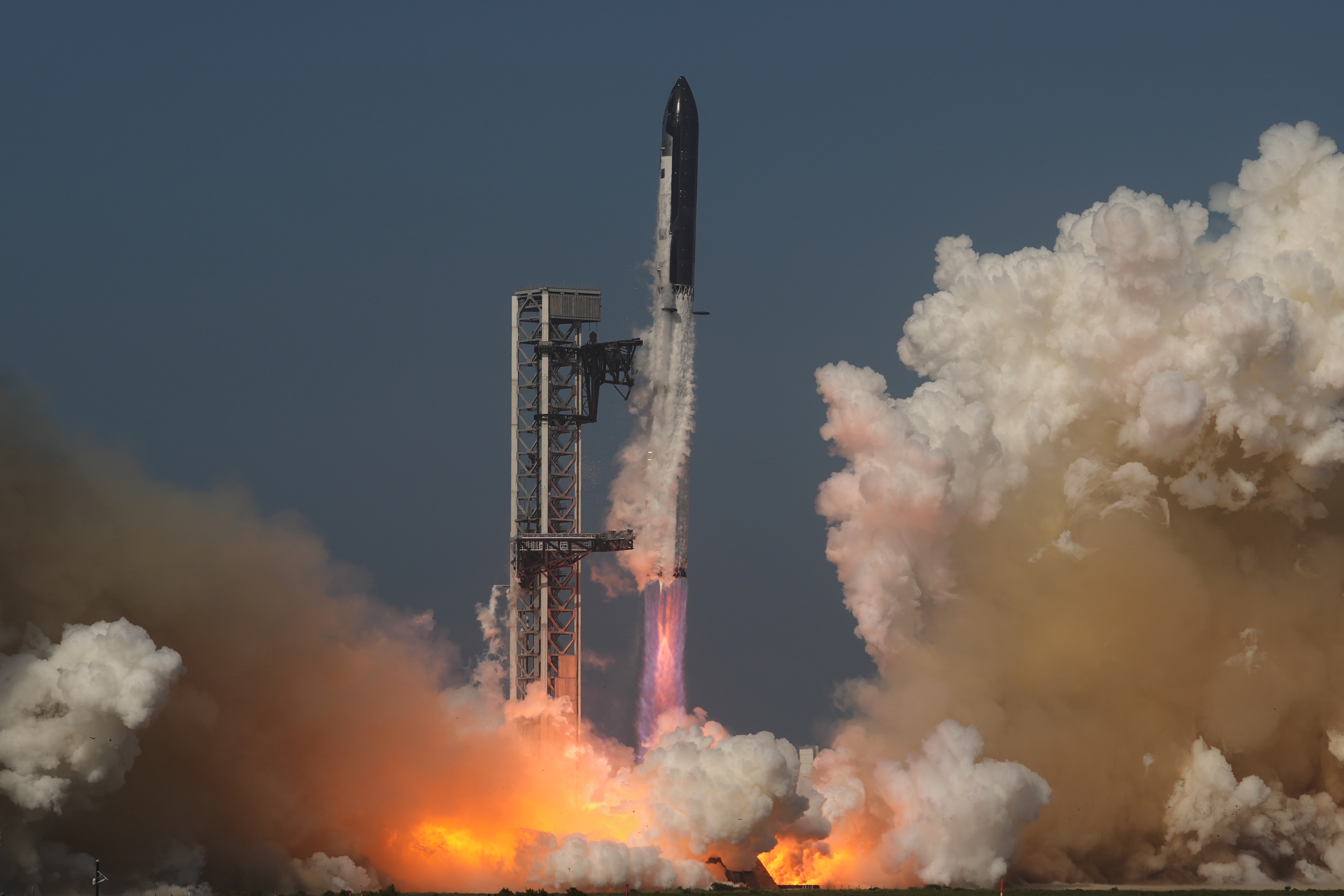 SpaceX's Starship rocket lifts off during a test flight from Starbase, Texas, Friday, May 22, 2026.