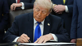 President Donald Trump signs a presidential permit regarding pipeline construction in the Oval Office of the White House, Thursday, April 30, 2026, in Washington.