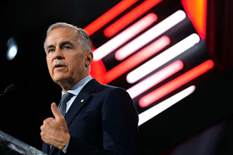 Canadian Prime Minister Mark Carney addresses the Canadian Association of Defense and Security Industries trade show, Ottawa, May 27, 2026.