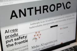 Pages from the Anthropic website and the company's logo are displayed on a computer screen in New York, Feb. 26, 2026.