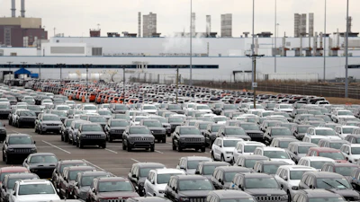 Jeep vehicles outside the Jefferson North Assembly Plant, Detroit, Feb. 26, 2019.