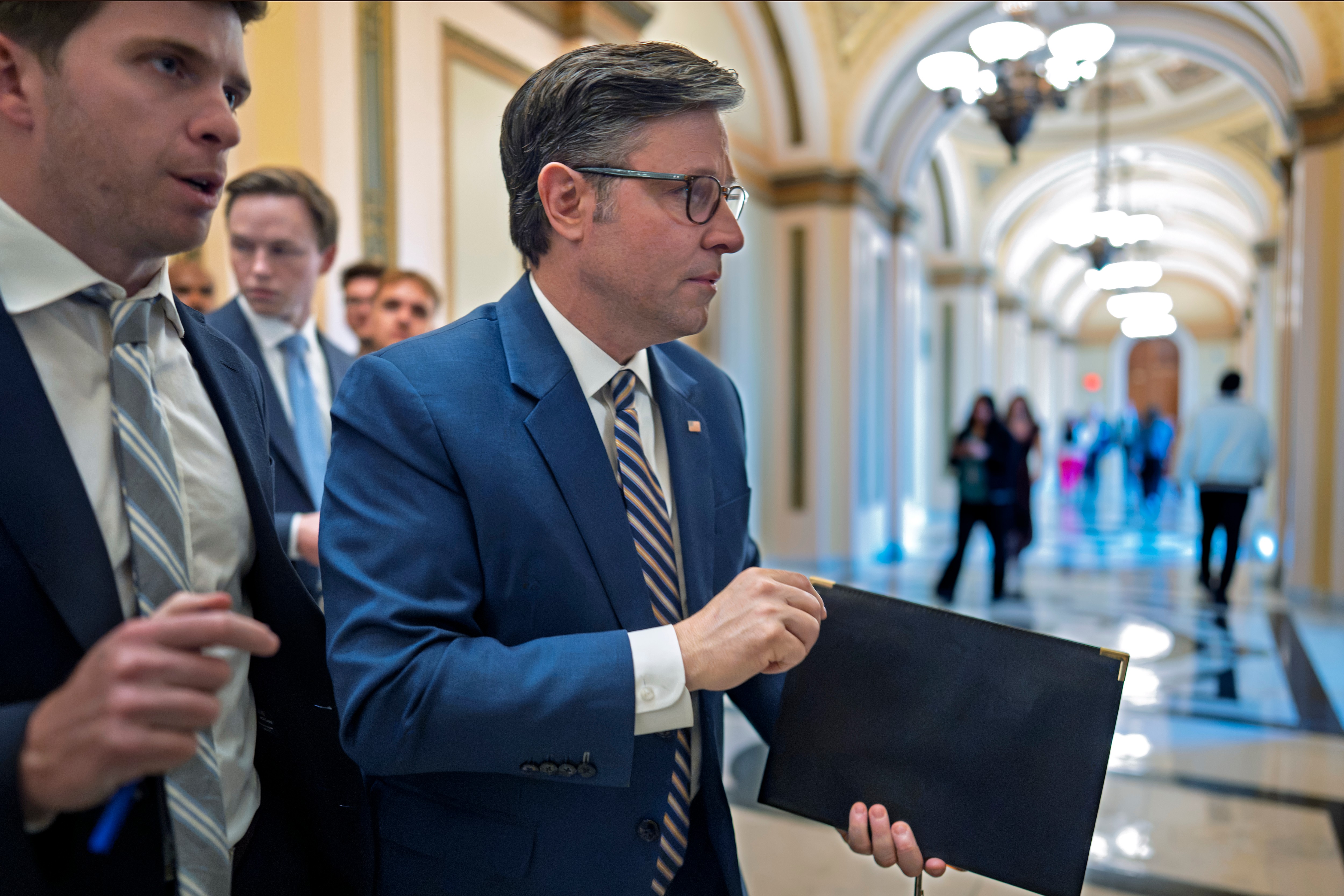 Speaker of the House Mike Johnson, R-La., leaves the chamber at the Capitol in Washington, July 21, 2026.