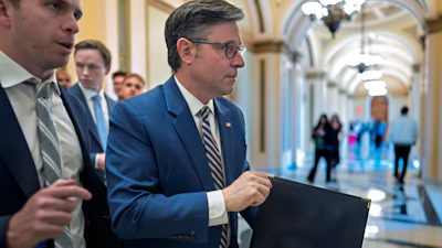 Speaker of the House Mike Johnson, R-La., leaves the chamber at the Capitol in Washington, July 21, 2026.