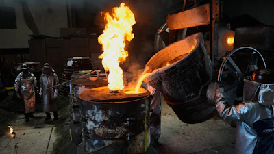 Workers cast bronze bells at the 400-year-old, family-owned Grassmayr bell foundry in Innsbruck, Austria, Friday, July 17, 2026.