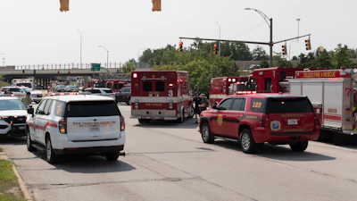 Emergency personnel respond to a hazardous material call on Phillips Avenue in Toledo, Ohio, on Wednesday, July 15, 2026.
