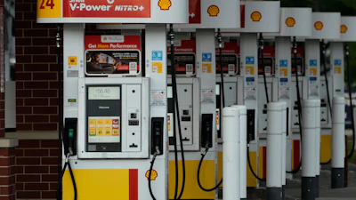 Gas pumps are seen at a gas station in Buffalo Grove, Thursday, June 25, 2026.
