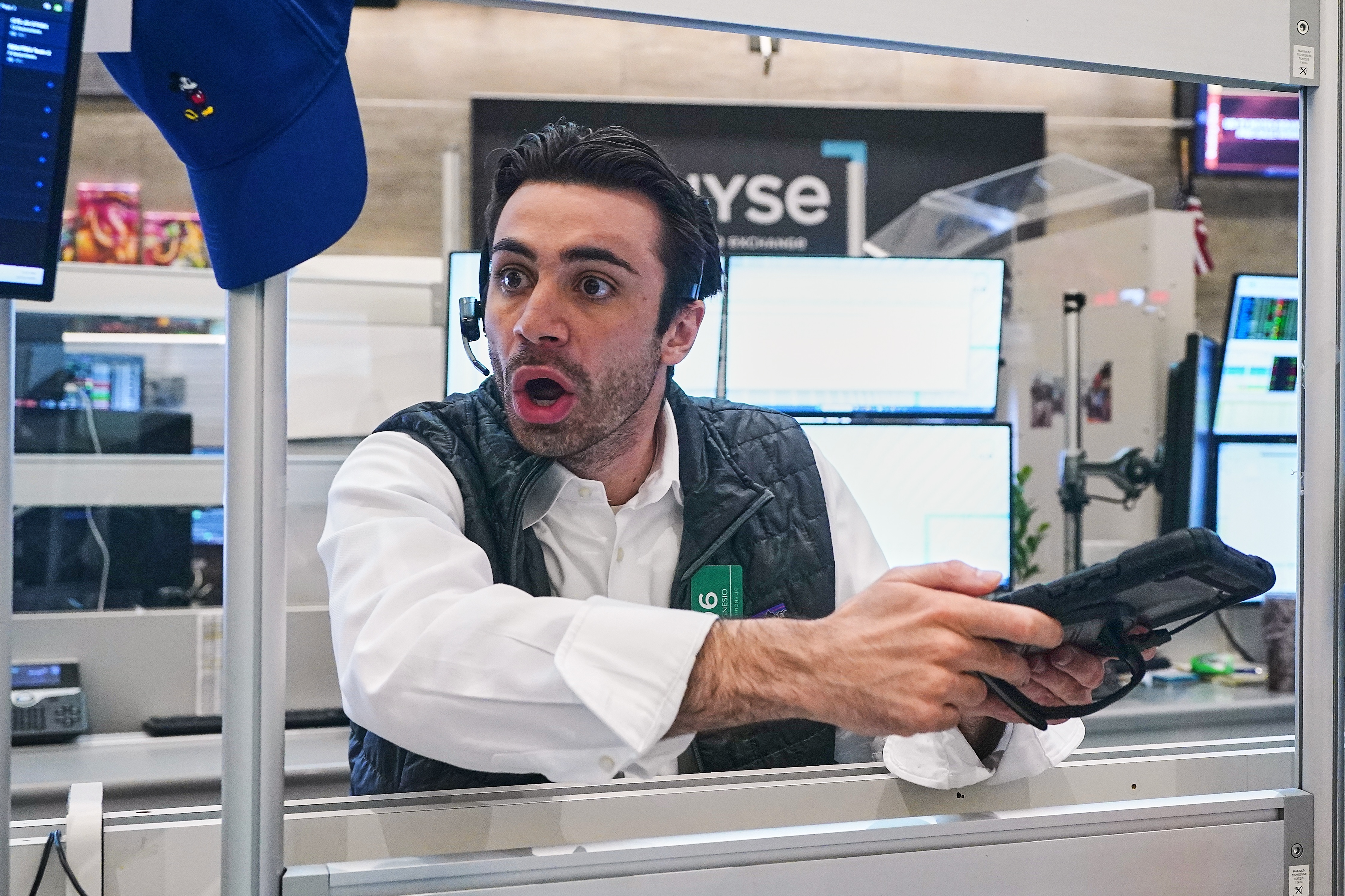 Options trader Paul Magnesio works on the floor of the New York Stock Exchange, Thursday, June 25, 2026.