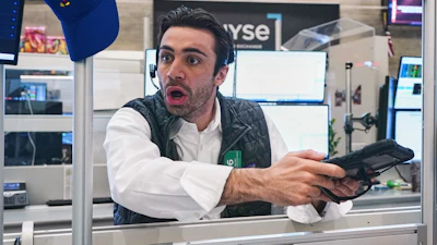 Options trader Paul Magnesio works on the floor of the New York Stock Exchange, Thursday, June 25, 2026.
