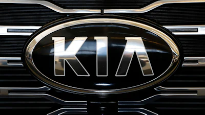 The front grill of a 2020 KIA Telluride is on display at the 2020 Pittsburgh International Auto Show, Feb.13, 2020 in Pittsburgh.