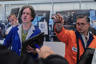 Options traders Justin Kanda, Doran Swan and Ravi Bhandari (left to right) work on the floor of the New York Stock Exchange, Thursday, June 25, 2026.