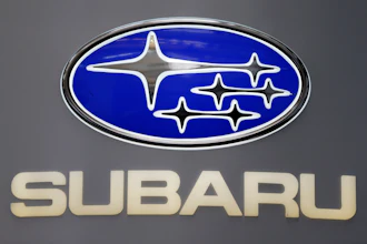 This Photo taken Feb. 14, 2013 shows a Subaru logo at the 2013 Pittsburgh Auto Show in Pittsburgh.
