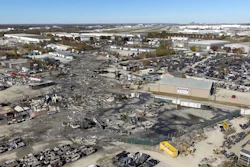 This photo provided by the National Transportation Safety Board shows UPS plane crash scene on Nov. 6, 2025 in Louisville, Ky.