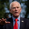 White House trade counselor Peter Navarro speaks with reporters outside the White House, Aug. 11, 2026.