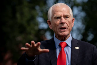 White House trade counselor Peter Navarro speaks with reporters outside the White House, Aug. 11, 2026.