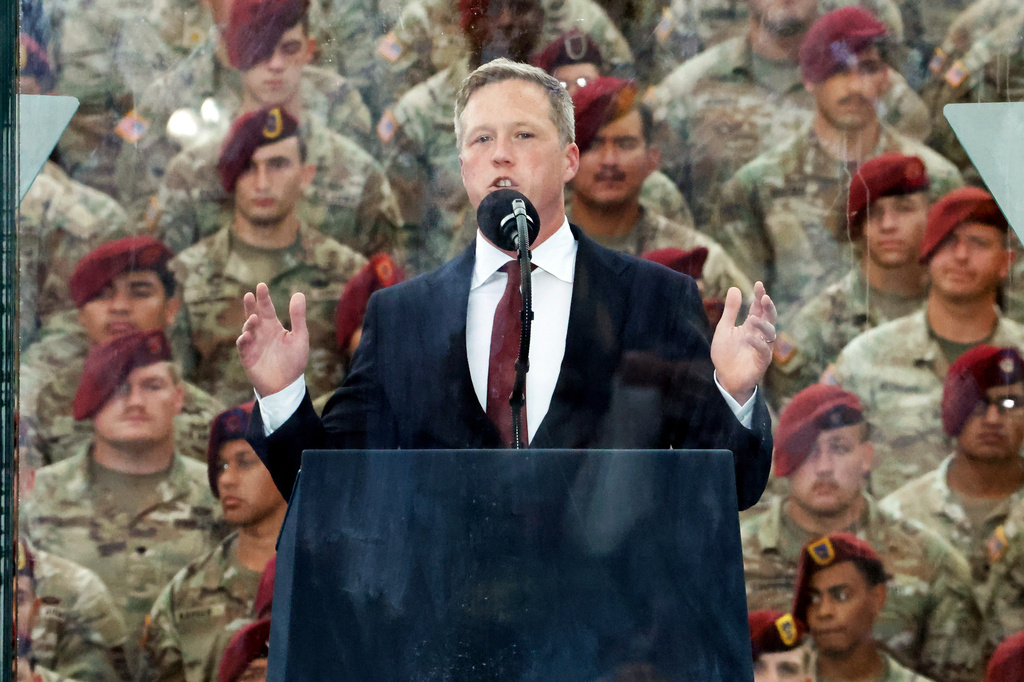 U.S. Army Secretary Dan Driscoll speaks at the America 250 celebration at Fort Bragg in Fayetteville, N.C., June 10, 2025.
