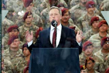 U.S. Army Secretary Dan Driscoll speaks at the America 250 celebration at Fort Bragg in Fayetteville, N.C., June 10, 2025.