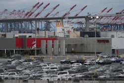 New Toyota vehicles at the Toyota Logistics Service, Long Beach, Calif., March 26, 2025.
