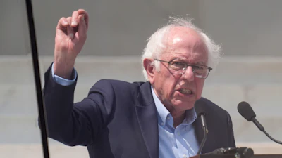 Sen. Bernie Sanders, I-Vt., speaks during the March on Washington rally at the Lincoln Memorial, Aug. 28, 2026.