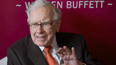 Warren Buffett, chairman and CEO of Berkshire Hathaway, speaks during a game of bridge following the annual Berkshire Hathaway shareholders meeting May 5, 2019, in Omaha, Neb.