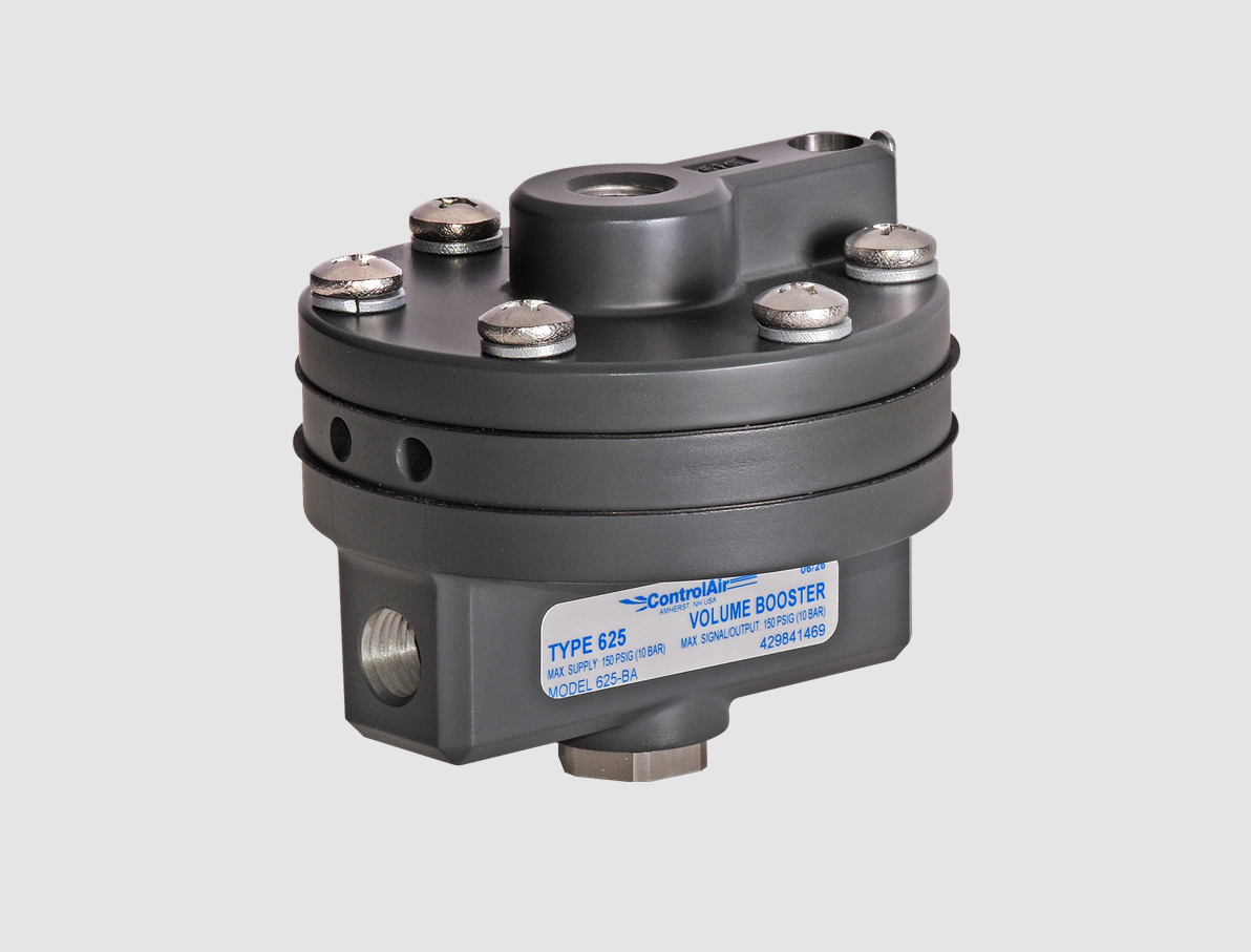 Controlair Type 625 pneumatic volume booster with threaded ports and adjustment valves