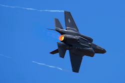 U.S. Air Force fighter aircraft F-35 performs aerobatic maneuvers on the second day of the Aero India 2023 at Yelahanka air base in Bengaluru, India, Feb. 14, 2023.