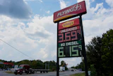 Fuel prices are displayed outside a truck stop Friday, Sept. 4, 2026, in Fairview, Tenn.