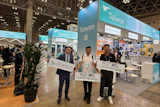 Lanza International General Manager Andrew Liu (left), along with THTMA Board Members Liu Chia-Chun (center, Gwang Wuen Yu) and Ke Ming-Hong (right, Chairman of Mr. Monkey Precision), gathered at the Japan DIY Homecenter Show in August to promote TiTE x IHT.