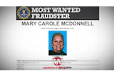 FBI Most Wanted Fraudster poster for Mary Carole McDonnell, charged with bank fraud and identity theft