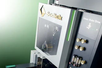 Smittek CNC machining center with linear motor drive and metal workpiece on table