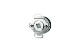 Incremental rotary encoder with gray metal housing, mounting brackets, and central rotating element