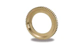Brass gear ring with external teeth on white background