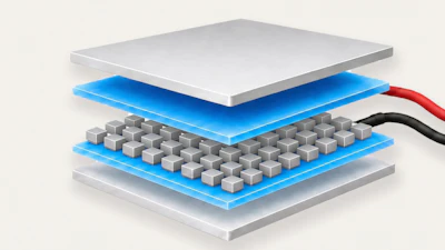 Exploded view diagram of mechanical keyboard switch layers showing white top cap, blue housing, gray switch stem, and electrical connectors