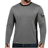 Men's gray long-sleeve shirt with black side panels and DIESEL brand patch on sleeve