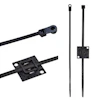 Black cable ties and mounting clips for wire management and organization
